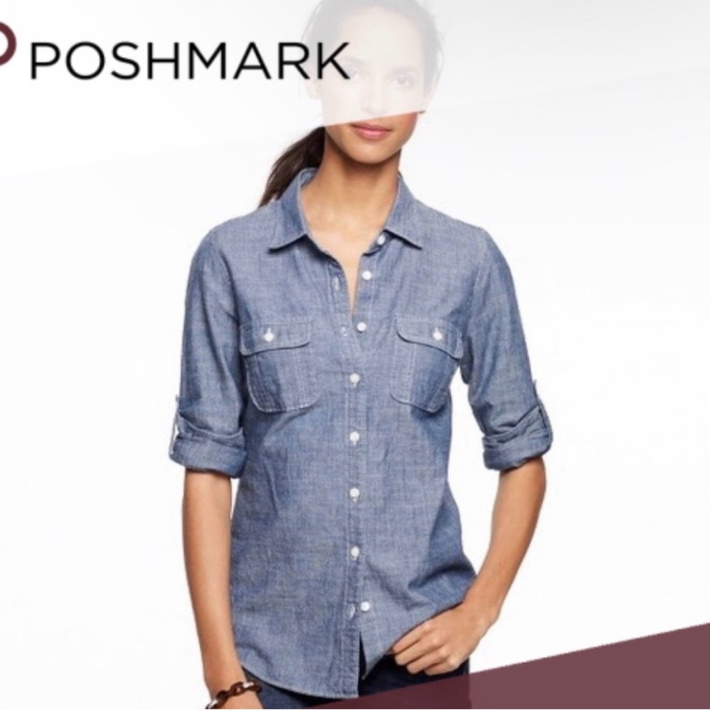 J. Crew Chambray Button Down Size Small - image 1